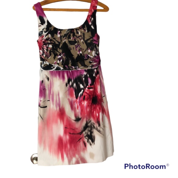 Womens Summer Party Pink Splatter Print Fitted Dress SZ 6 - Picture 2 of 6